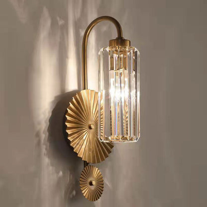 Luxury Cylinder Iron Crystal 1-Light Wall Sconce Lamp