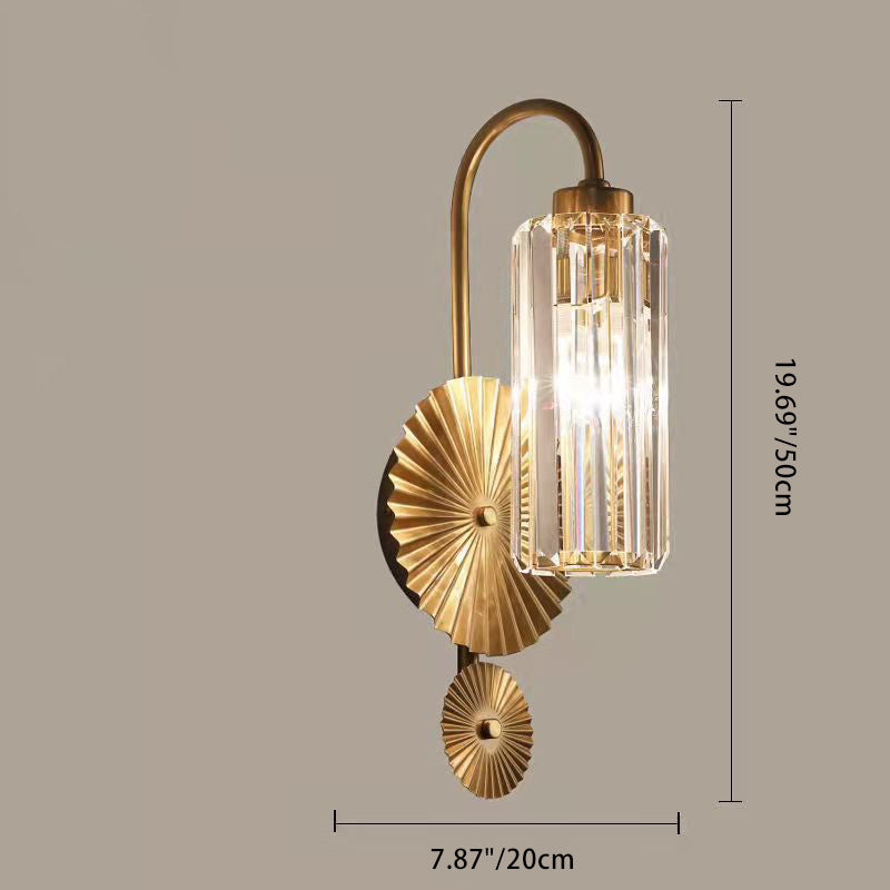 Luxury Cylinder Iron Crystal 1-Light Wall Sconce Lamp