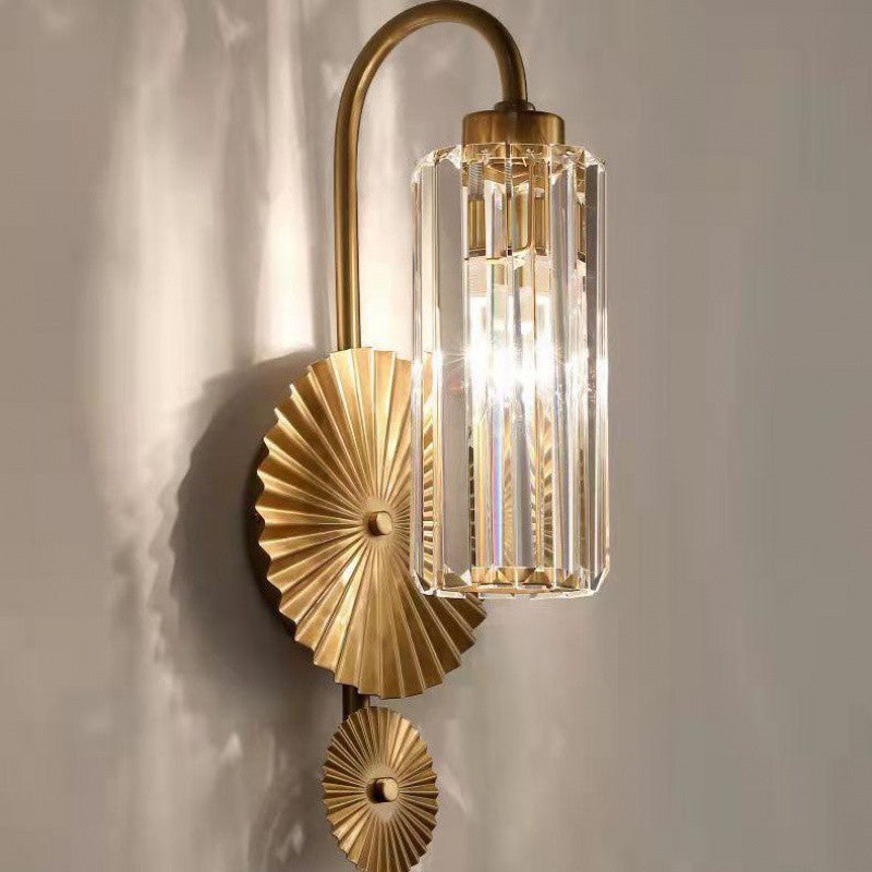Luxury Cylinder Iron Crystal 1-Light Wall Sconce Lamp