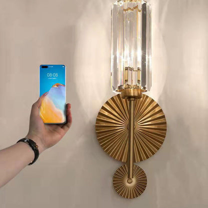 Luxury Cylinder Iron Crystal 1-Light Wall Sconce Lamp