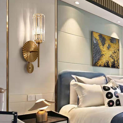 Luxury Cylinder Iron Crystal 1-Light Wall Sconce Lamp