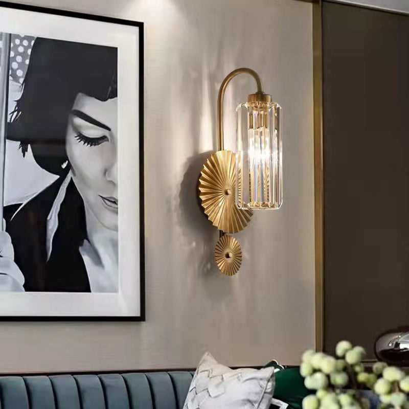 Luxury Cylinder Iron Crystal 1-Light Wall Sconce Lamp