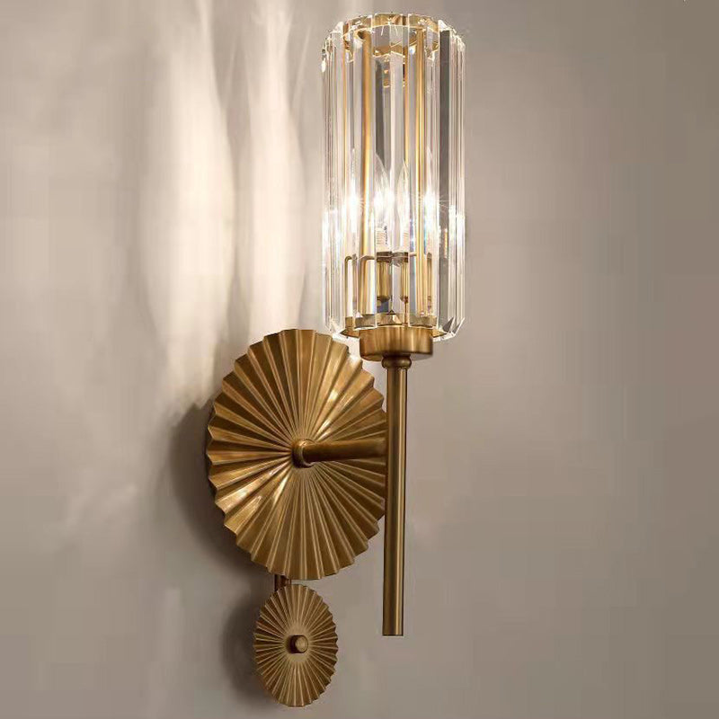 Luxury Cylinder Iron Crystal 1-Light Wall Sconce Lamp