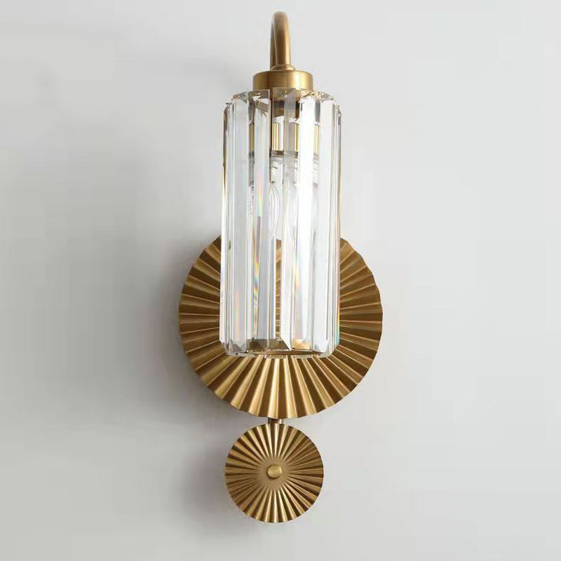 Luxury Cylinder Iron Crystal 1-Light Wall Sconce Lamp
