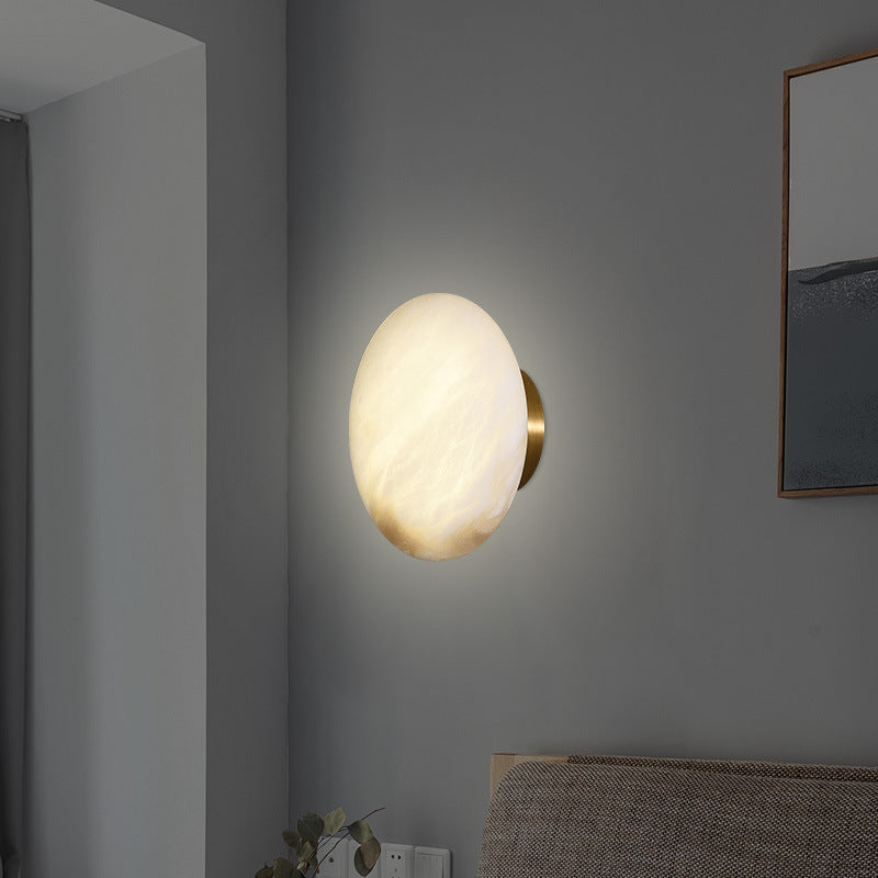 Scandinavian Round Copper Marble 1-Light Wall Sconce Lamp