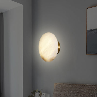 Scandinavian Round Copper Marble 1-Light Wall Sconce Lamp