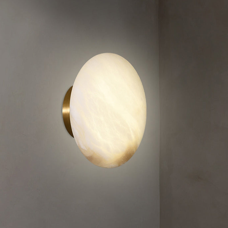 Scandinavian Round Copper Marble 1-Light Wall Sconce Lamp