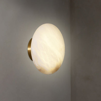 Scandinavian Round Copper Marble 1-Light Wall Sconce Lamp