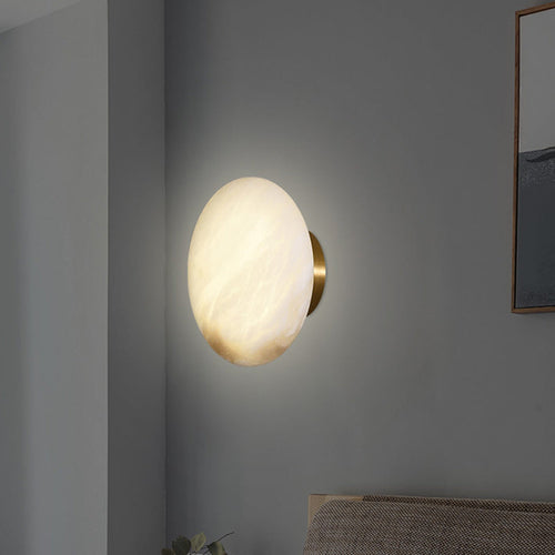 Scandinavian Round Copper Marble 1-Light Wall Sconce Lamp