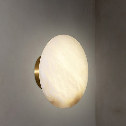 Scandinavian Round Copper Marble 1-Light Wall Sconce Lamp