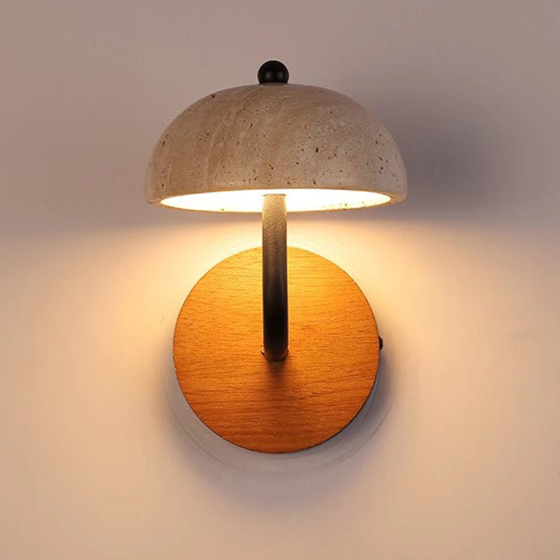 Japanese Yellow Travertine Walnut LED Wall Sconce Lamp