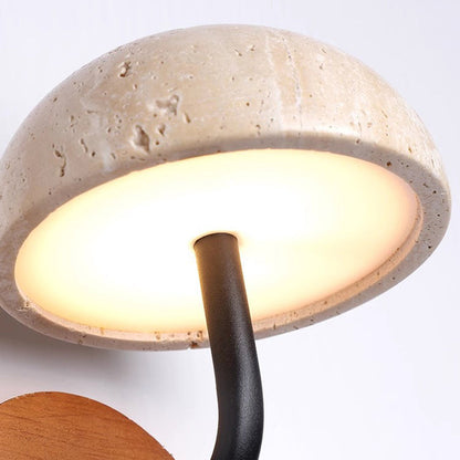 Japanese Yellow Travertine Walnut LED Wall Sconce Lamp