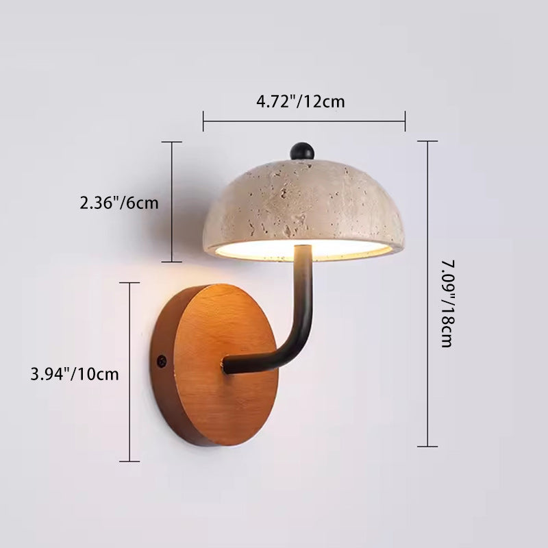 Japanese Yellow Travertine Walnut LED Wall Sconce Lamp
