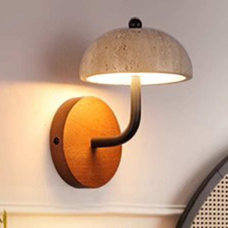 Japanese Yellow Travertine Walnut LED Wall Sconce Lamp