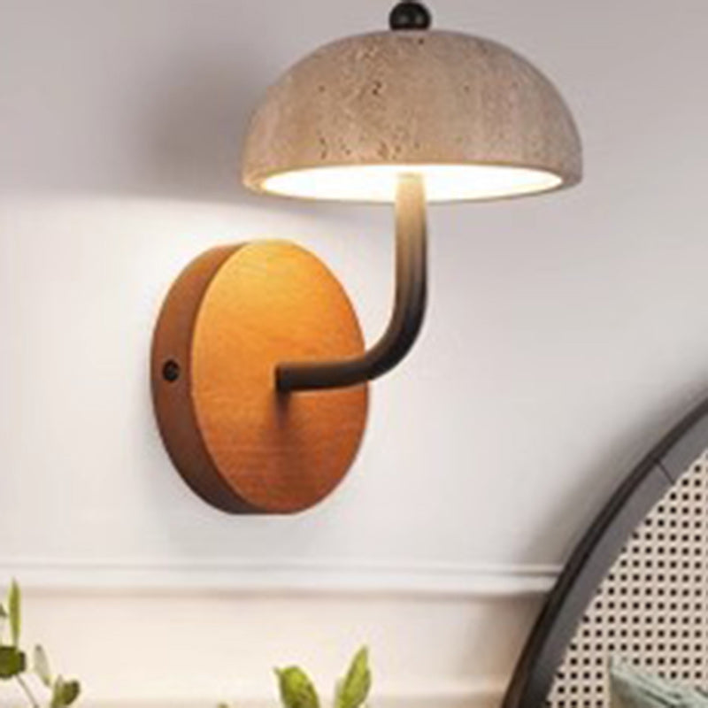 Japanese Yellow Travertine Walnut LED Wall Sconce Lamp
