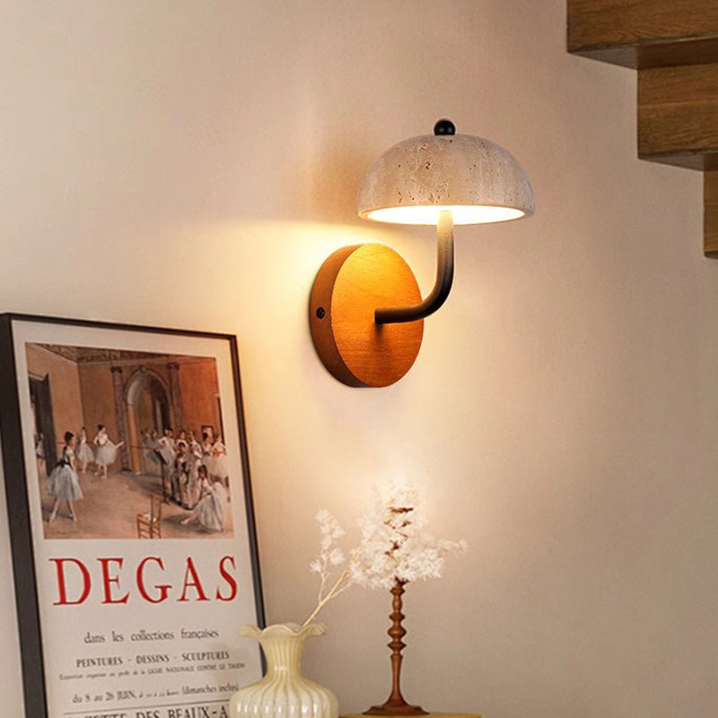 Japanese Yellow Travertine Walnut LED Wall Sconce Lamp