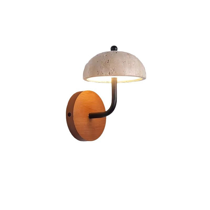 Japanese Yellow Travertine Walnut LED Wall Sconce Lamp