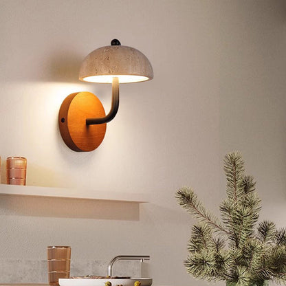 Japanese Yellow Travertine Walnut LED Wall Sconce Lamp