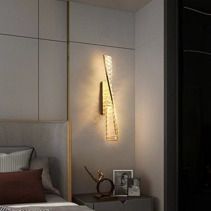 Luxury Twisted Stainless Steel Crystal LED Wall Sconce Lamp
