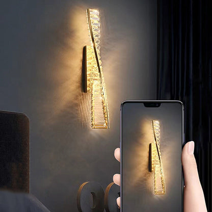 Luxury Twisted Stainless Steel Crystal LED Wall Sconce Lamp