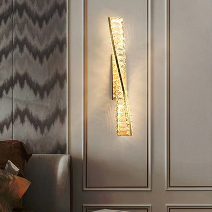 Luxury Twisted Stainless Steel Crystal LED Wall Sconce Lamp