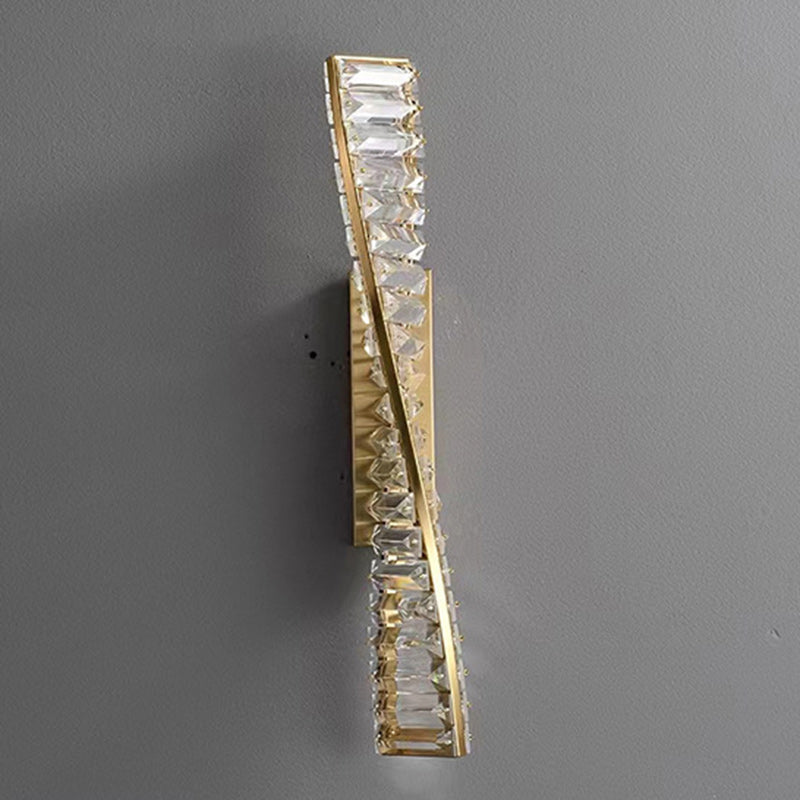 Luxury Twisted Stainless Steel Crystal LED Wall Sconce Lamp