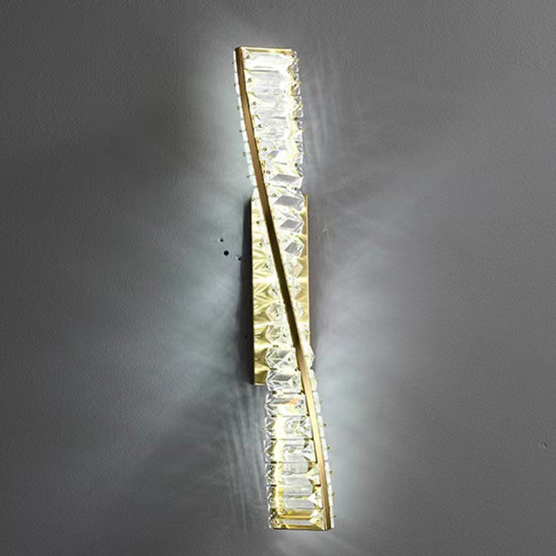Luxury Twisted Stainless Steel Crystal LED Wall Sconce Lamp