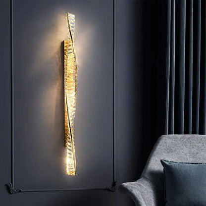 Luxury Twisted Stainless Steel Crystal LED Wall Sconce Lamp