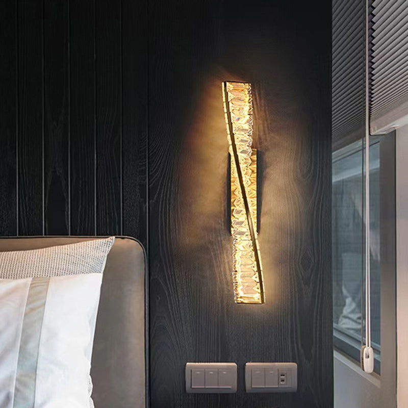 Luxury Twisted Stainless Steel Crystal LED Wall Sconce Lamp