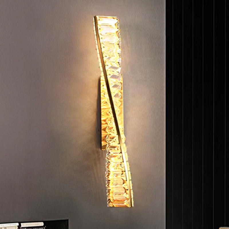 Luxury Twisted Stainless Steel Crystal LED Wall Sconce Lamp