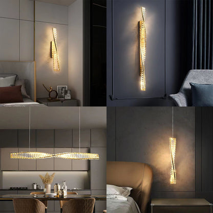 Luxury Twisted Stainless Steel Crystal LED Wall Sconce Lamp