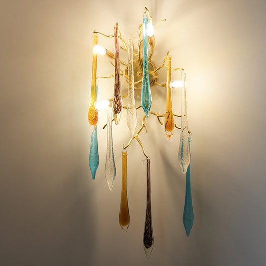 Water Drop Aluminum Crystal 3/4 Light Wall Sconce Lamp