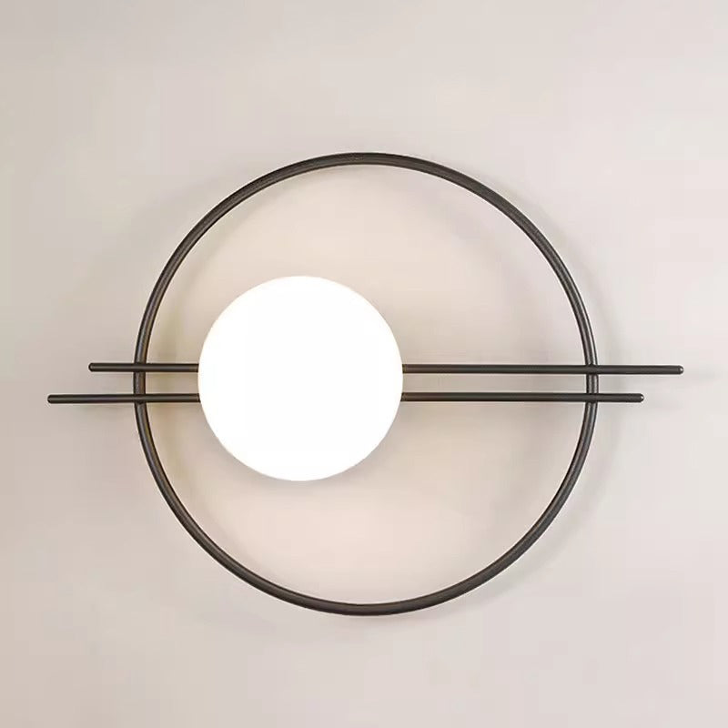 Creative Circle Iron Glass 1-Light Wall Sconce Lamp