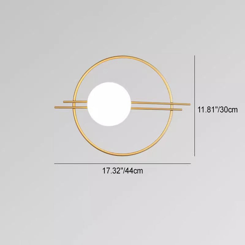 Creative Circle Iron Glass 1-Light Wall Sconce Lamp