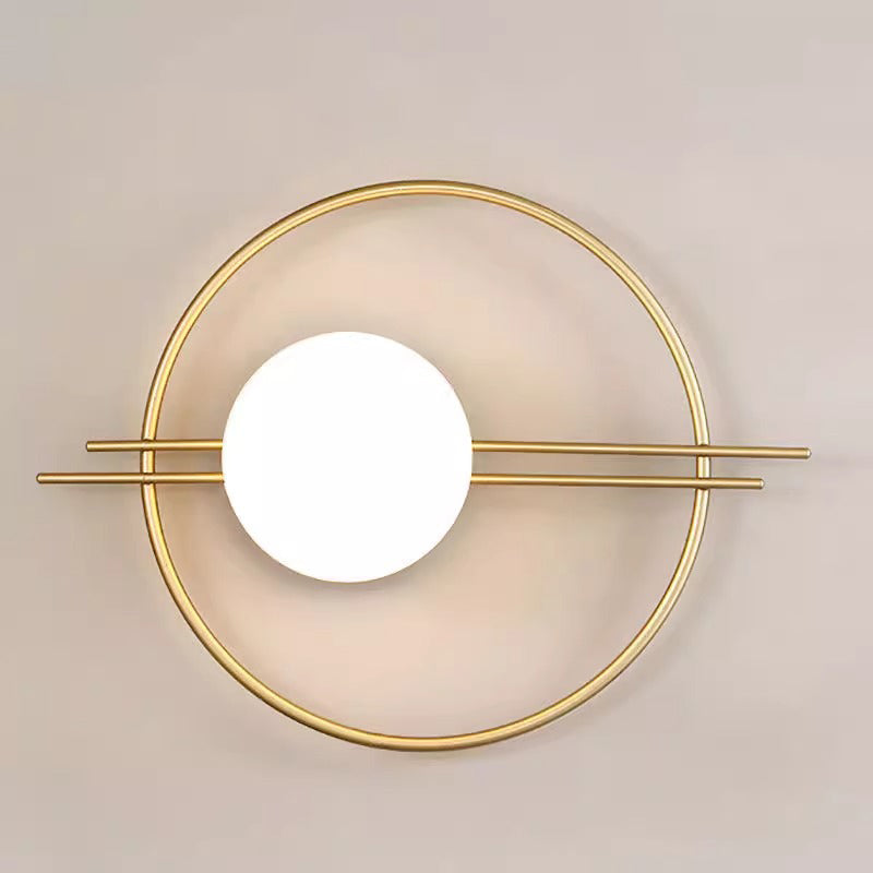 Creative Circle Iron Glass 1-Light Wall Sconce Lamp
