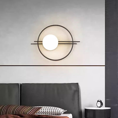 Creative Circle Iron Glass 1-Light Wall Sconce Lamp