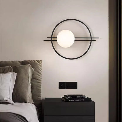 Creative Circle Iron Glass 1-Light Wall Sconce Lamp