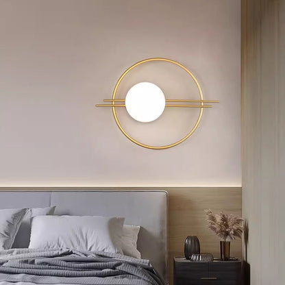 Creative Circle Iron Glass 1-Light Wall Sconce Lamp
