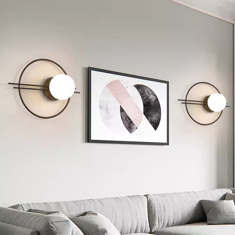 Creative Circle Iron Glass 1-Light Wall Sconce Lamp