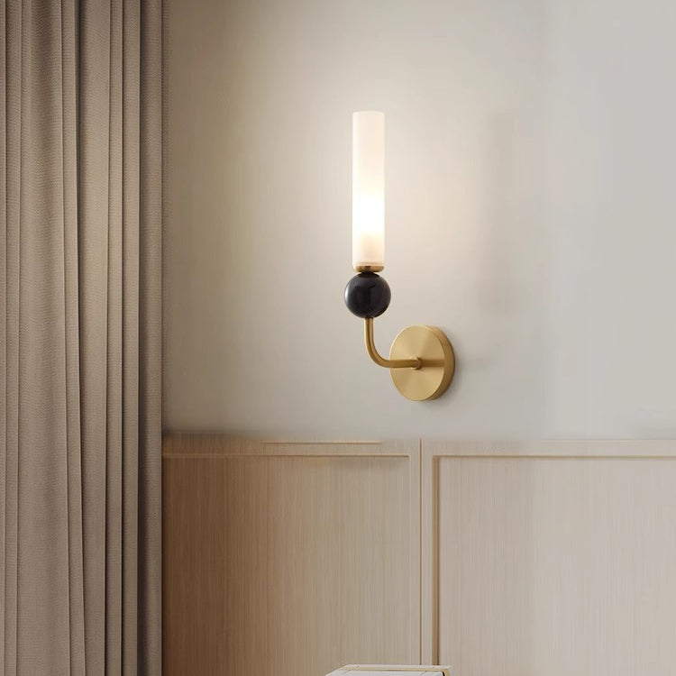 Nordic Cylinder Copper Marble 1-Light Wall Sconce Lamp