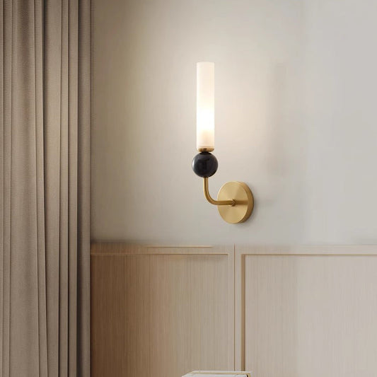 Nordic Cylinder Copper Marble 1-Light Wall Sconce Lamp