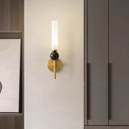 Nordic Cylinder Copper Marble 1-Light Wall Sconce Lamp