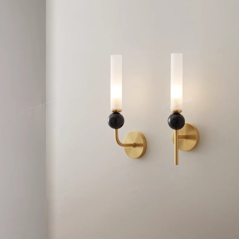 Nordic Cylinder Copper Marble 1-Light Wall Sconce Lamp