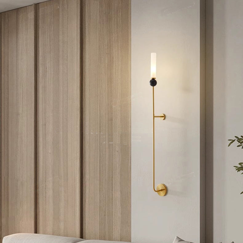 Nordic Cylinder Copper Marble 1-Light Wall Sconce Lamp