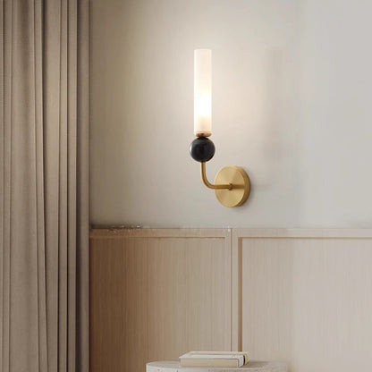 Nordic Cylinder Copper Marble 1-Light Wall Sconce Lamp