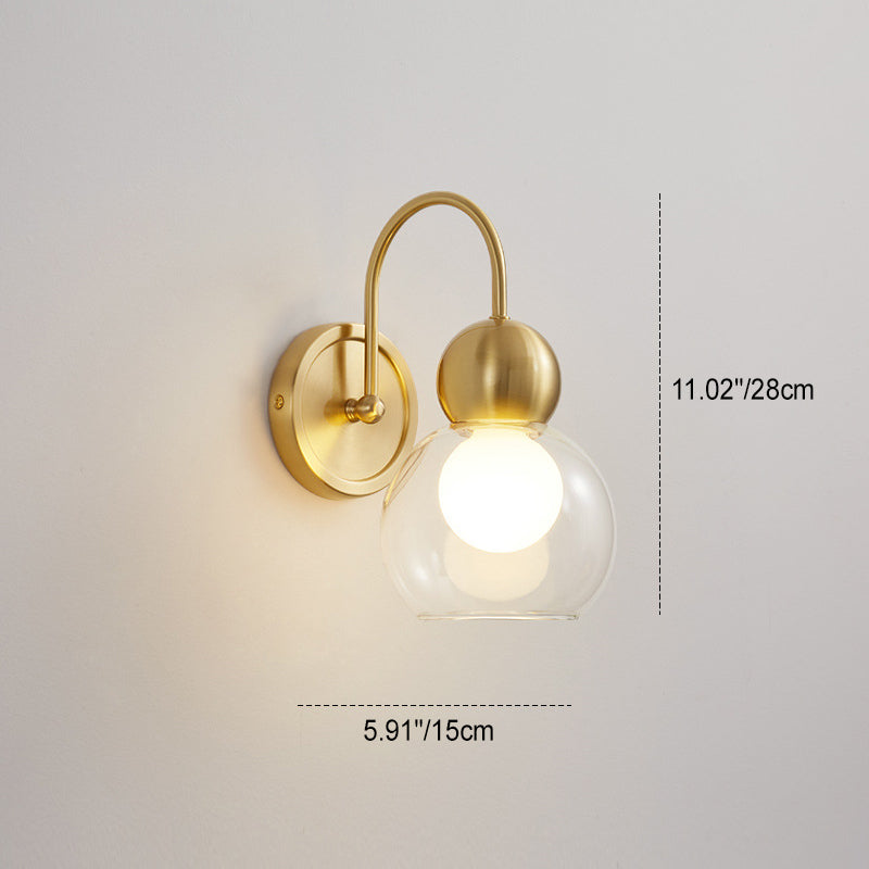 Simplicity Globe Copper Glass 1-Light Wall Sconce Lamp