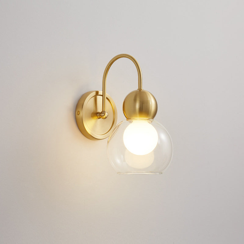Simplicity Globe Copper Glass 1-Light Wall Sconce Lamp