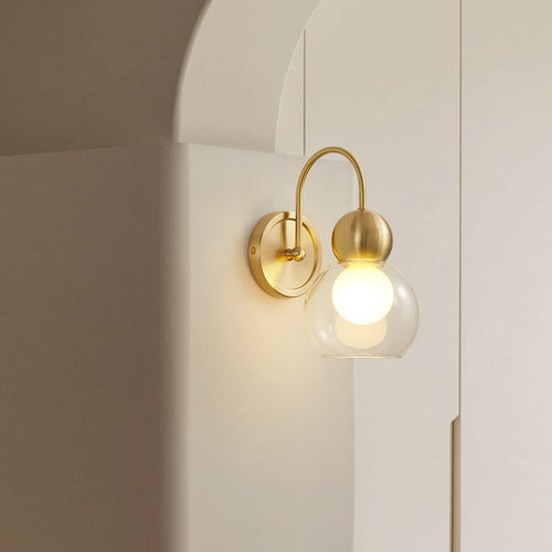 Simplicity Globe Copper Glass 1-Light Wall Sconce Lamp