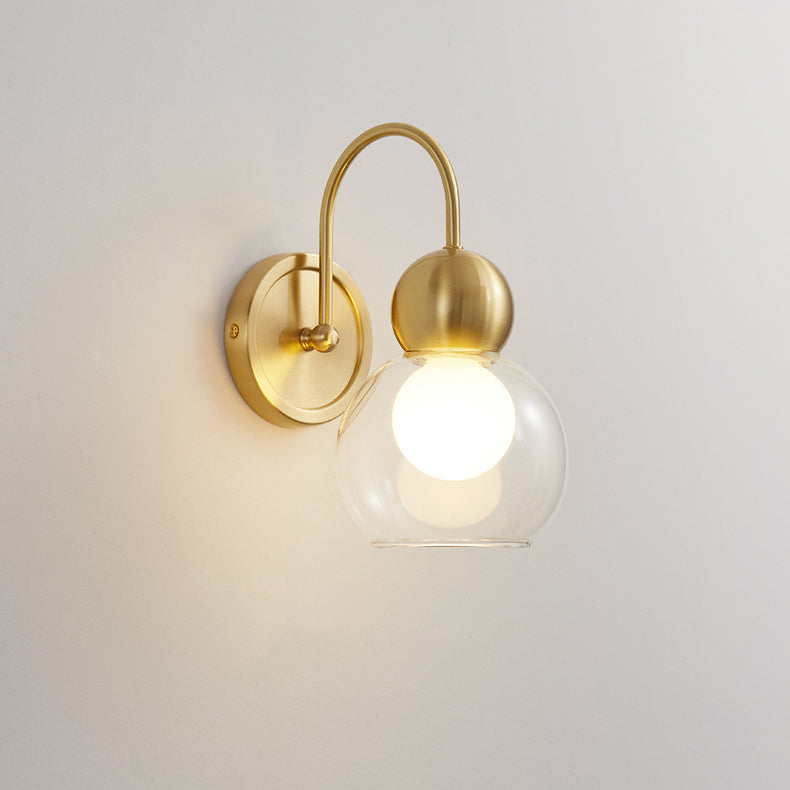 Simplicity Globe Copper Glass 1-Light Wall Sconce Lamp