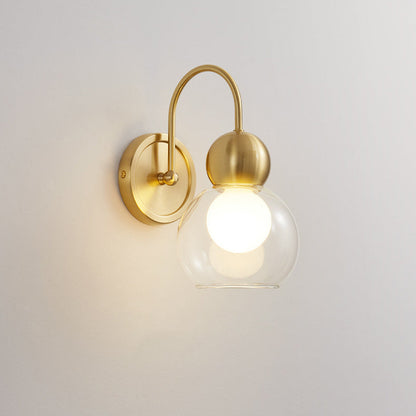 Simplicity Globe Copper Glass 1-Light Wall Sconce Lamp